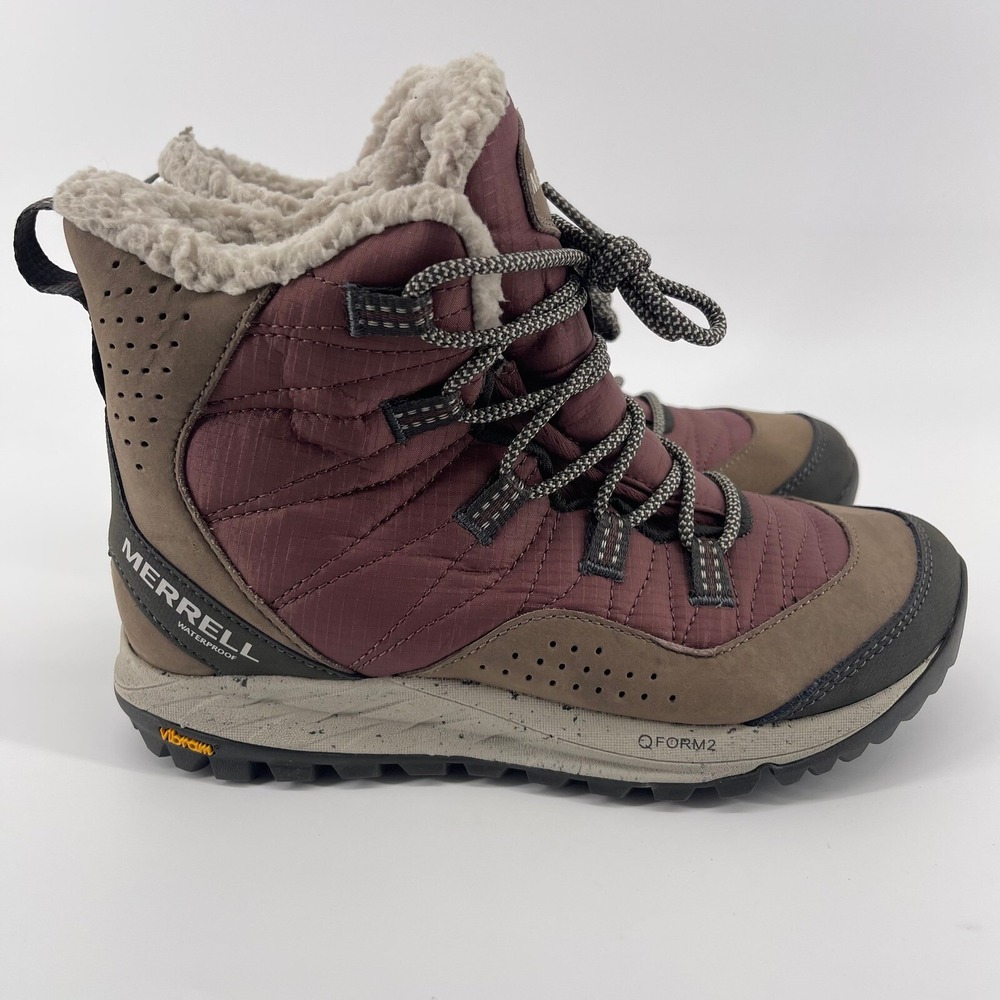 Merrell Women's Waterproof Winter‎ Boots Insulated Vibram Burgundy Size 6